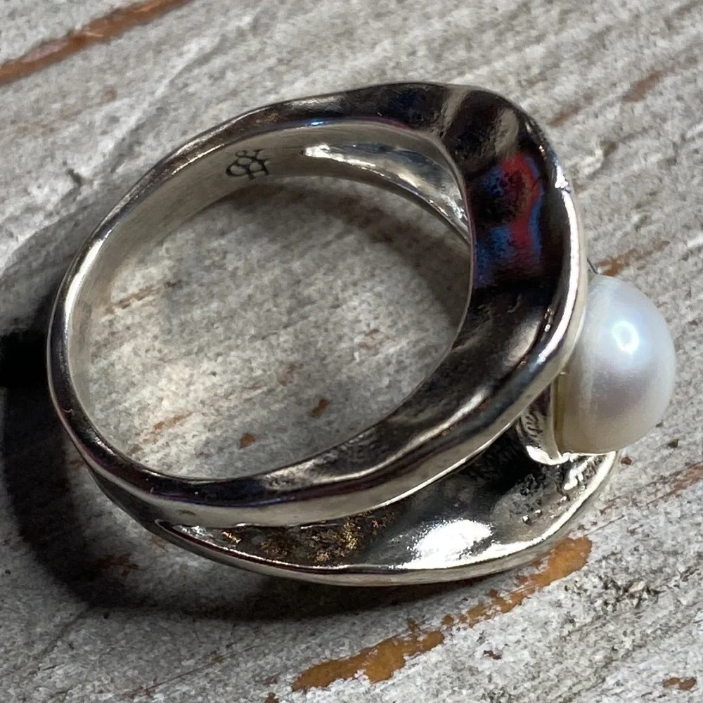 Grace & Heart G&H .925 Sterling Silver Pearl Ring SIZE 5 Artisan Jewelry Fashion